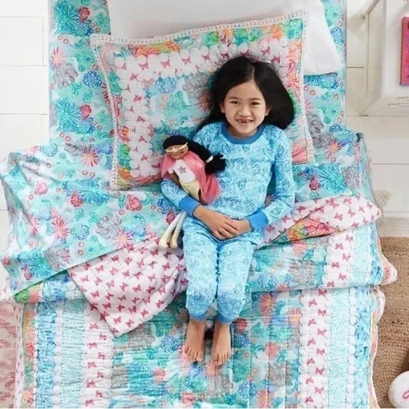 Lilly Pulitzer Kids Unisex Turtley Awesome Organic Pajama Set NWT Size 4&6 - Picture 1 of 7